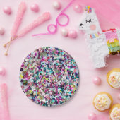 Girly Rainbow Faux Sequins Bling Papieren Bordje (Feest)