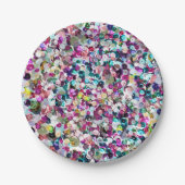 Girly Rainbow Faux Sequins Bling Papieren Bordje (Voorkant)