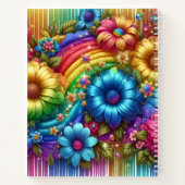 Girly Rainbow Floral Flower Monogram Notitieboek (Achterkant)