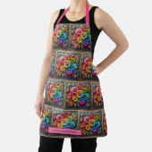 Girly Rainbow Flowers and Glitter Drips Apron Schort (Insitu)