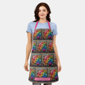 Girly Rainbow Flowers and Glitter Drips Apron Schort (Gedragen)