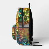 Girly Rainbow Flowers with Glitter Drips Backpack Bedrukte Rugzak (Rechts)