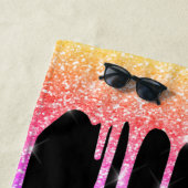 Girly Rainbow Glitter Drift Monogram Naam Strandlaken (In situ)