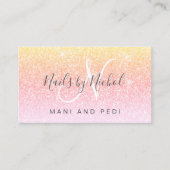 Girly Rainbow Glitter Mani Pedi Nail Studio Visitekaartje (Voorkant)