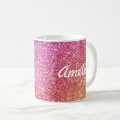 Girly Rainbow Glitter Monogram Naam Koffiemok (Voorkant rechts)