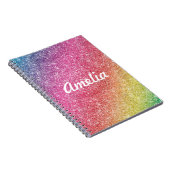 Girly Rainbow Glitter Monogram Name Notitieboek (Rechterzijde)