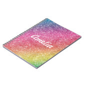 Girly Rainbow Glitter Monogram Name Notitieboek (Linkerzijde)