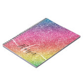 Girly Rainbow Glitter Monogram Name Notitieboek (Linkerzijde)
