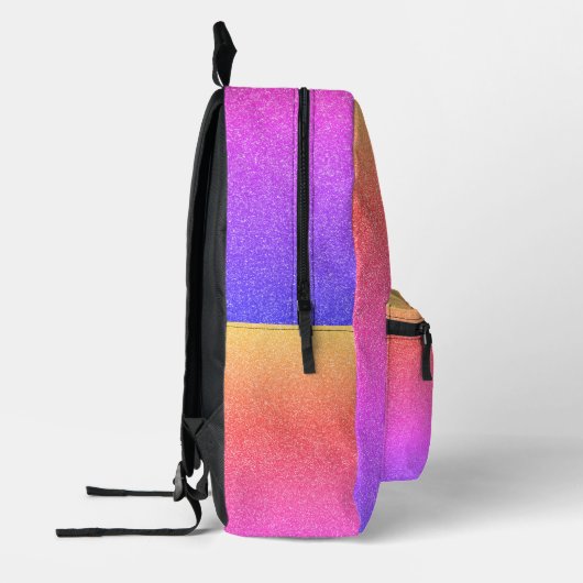 Girly Rainbow Glitter Monogram School Bedrukte Rugzak (Links)