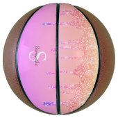 Girly Rainbow Glitter Sparkle Dripmonogram Basketbal (Verticaal)
