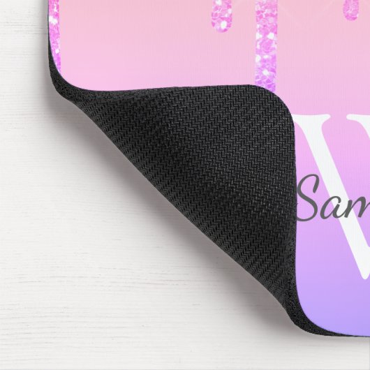 Girly Rainbow Glitter Sparkle Dripmonogram Muismat (Hoek)