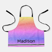 Girly Rainbow Glitter Sparkle Personalized Kindere Schort (Voorkant)