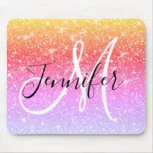 Girly Rainbow Glitter Sparkles Monogram