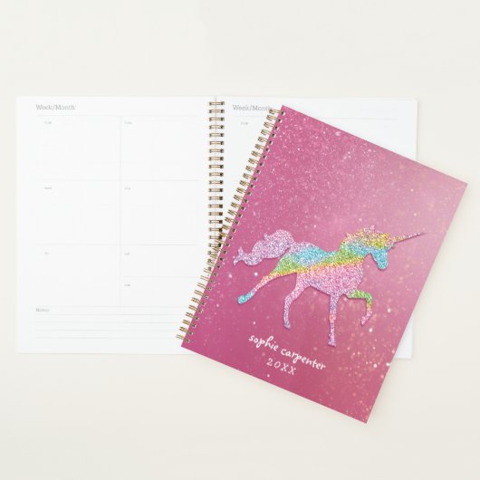 Girly Rainbow Glitter Unicorn Planner (Display)