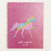 Girly Rainbow Glitter Unicorn Planner (Voorkant)