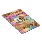 Girly rainbow gold glitter hello beautiful heart notitieboek (Rechterzijde)