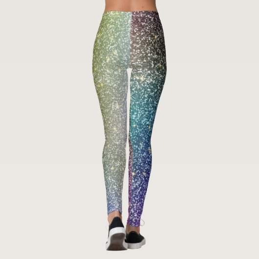 Girly Rainbow Gold Glitter Ombre Galaxy Socks Leggings (Achterkant)
