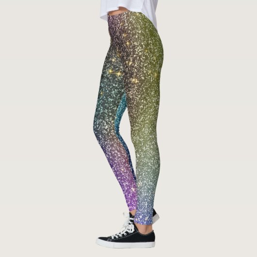 Girly Rainbow Gold Glitter Ombre Galaxy Socks Leggings (Links)