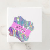 Girly Rainbow Holografische Iridescent Monogram Na Bedankjes Labels (In situ)