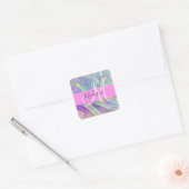 Girly Rainbow Holografische Iridescent Monogram Na Vierkante Sticker (Envelop)