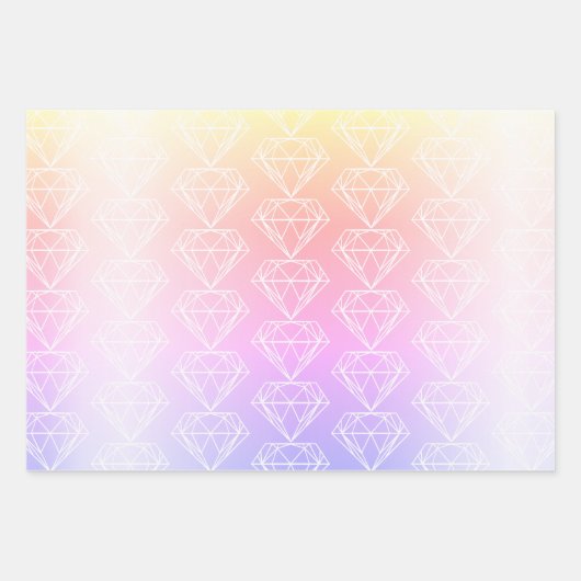 Girly Rainbow Ombre Diamond Silhouette Pattern Inpakpapier Vel (Voorkant 3)