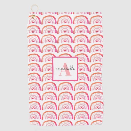 Girly Rainbow Pattern Golfhanddoek (Voorkant)