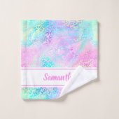 Girly Rainbow Shimmer Leopard print, persoonlijk Bad Handdoek (Wasdoekje)