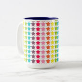 Girly Rainbow Stars Tweekleurige Koffiemok (Voorkant links)