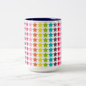 Girly Rainbow Stars Tweekleurige Koffiemok (Center)