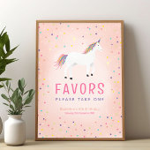 Girly Rainbow Unicorn Birthday Favor Sign Poster