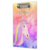 Girly Rainbow Unicorn Magical Fun Waterverf Name Klembord (Links)