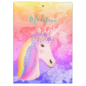 Girly Rainbow Unicorn Magical Fun Waterverf Name Klembord (Achterkant)