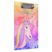 Girly Rainbow Unicorn Magical Fun Waterverf Name Klembord (Rechts)