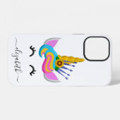 Girly Rainbow Unicorn Voeg naam toe iPhone Hoesje (Achterkant horizontaal)