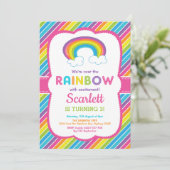 Girly Rainbow Verjaardagsfeestje Kleurrijke Regenb Kaart (Staand voorkant)