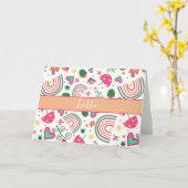 Girly Rainbows Paddenstoelen Inspirivity Notecard Kaart (Gele Bloem)