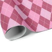 Girly Raspberry en Roze Grote Argyle Patroon Kinde Cadeaupapier (Rol Hoek)