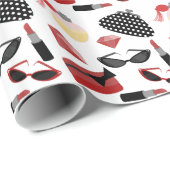 Girly Red Accessoires Wrapping Paper Cadeaupapier (Rol Hoek)