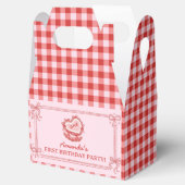 Girly Red and Pink Bow Cake Birthday Favor Box Bedankdoosjes (Geopend)