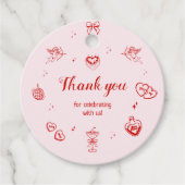 Girly Red Coquette Galentine's Party Bedankjes Labels (Voorkant)