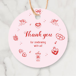Girly Red Coquette Galentine's Party Bedankjes Labels