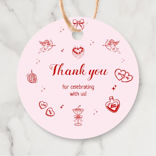 Girly Red Coquette Galentine's Party Bedankjes Labels