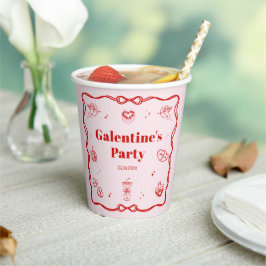 Girly Red Coquette Galentine's Party Papieren Bekers