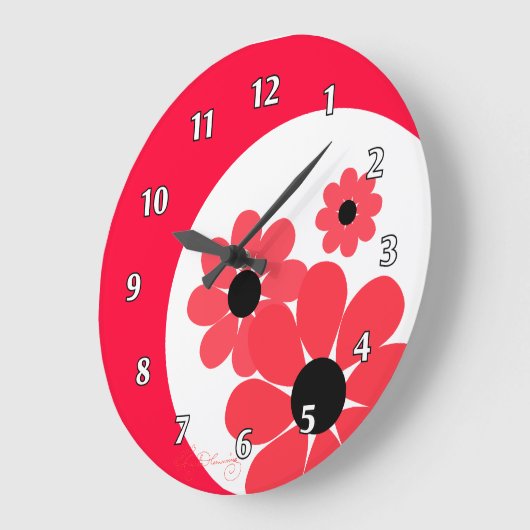 Girly Red Daisies Grote Klok (Hoek)