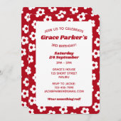 Girly Red Daisy Pattern 3rd Birthday Party Kaart (Voorkant / Achterkant)