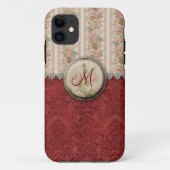 Girly Red Damask en Rozen Case-Mate iPhone Case (Achterkant)