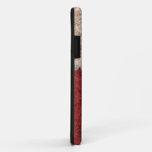 Girly Red Damask en Rozen Case-Mate iPhone Case (Achterkant/rechts)