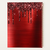 Girly Red Dripping Glitter Brushed Metal 2023 Planner (Achterkant)