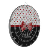 Girly Red en Black Polka Dot hoort kraai met naam Dartbord (Voorkant Links)