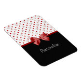 Girly Red en Black Polka Dot hoort kraai met naam Magneet (Rechterzijde)